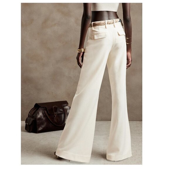 NWT! Banana Republic Women's Ivory Lido Wide Leg Wool Pants - Multiple 🧡 - Picture 2 of 5